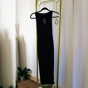 PRETTYLITTLETHING Second Skin Black Scoop Neck Midi Dress